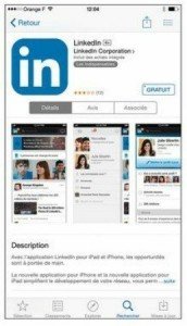 La page descriptive de l’application du réseau social LinkedIn