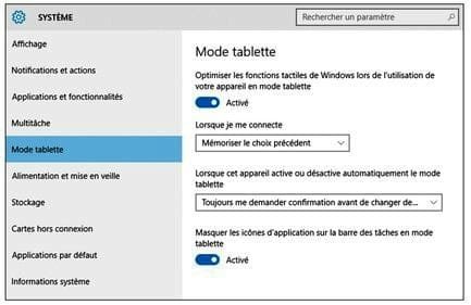Tutoriel Windows 10 \u2013 Activer le mode Tablette