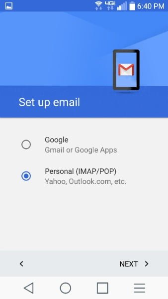 Compléter les informations du compte Gmail