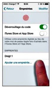 ajouter une empreinte sur l'iPhone