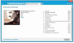 Le Lecteur Windows Media affiche le contenu de l’album