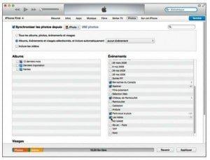 Synchronisation de photos à partir d’événements iPhoto