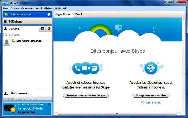 Interface de Skype
