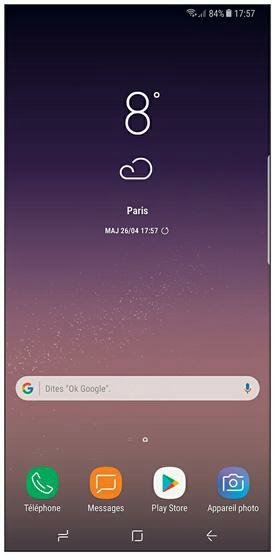 L’écran d’accueil par défaut du Galaxy S8