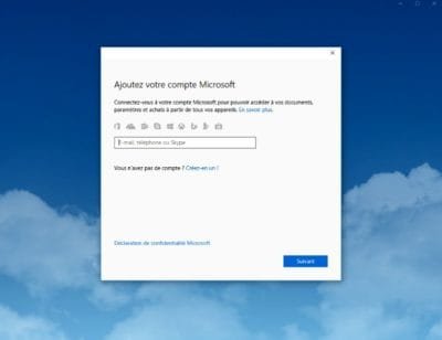 Ajouter un compte Microsoft