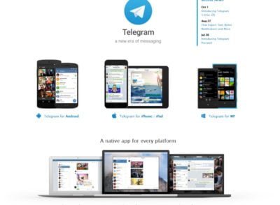 L'application Telegram sur le site de l'éditeur